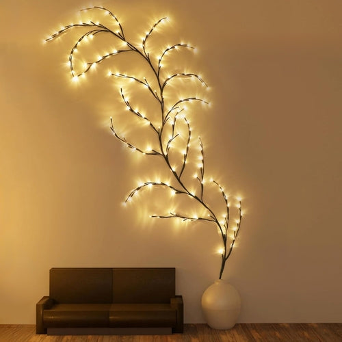 .  🪴 7.55 ft 144 LED USB Flexible Branch Wall Lights – Warm White Indoor Fairy Vine String Lights for Home Decor