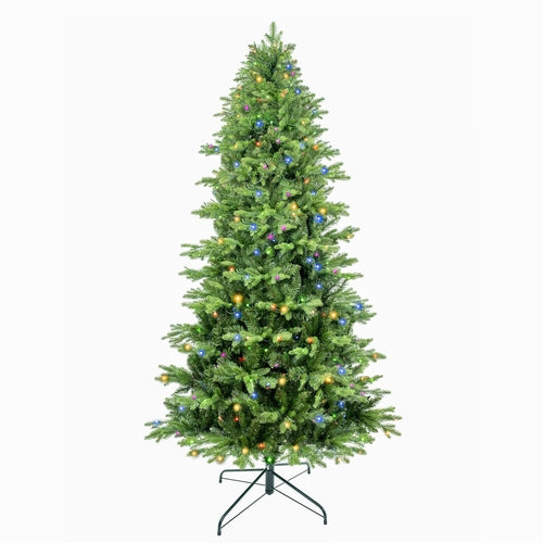 🌲 7.5ft Artificial Christmas Tree Prelit PE & PVC With Metal Stand, 550 LED Lights
