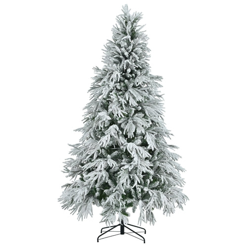 7.5FT Pre-Lit Snow Flocked Spruce Christmas Tree – Artificial Hinged Tree with 350 LED Lights by Sangria Beech