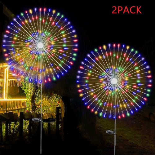 🌈 2PCS Solar Fireworks Lamps – 90 LED Multi-Color Outdoor Garden & Christmas Lights (Waterproof, Solar Powered)
