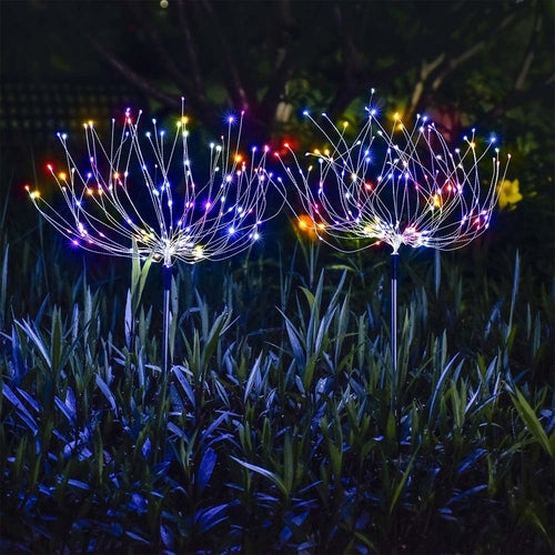 🌈 2PCS Solar Fireworks Lamps – 90 LED Multi-Color Outdoor Garden & Christmas Lights (Waterproof, Solar Powered)