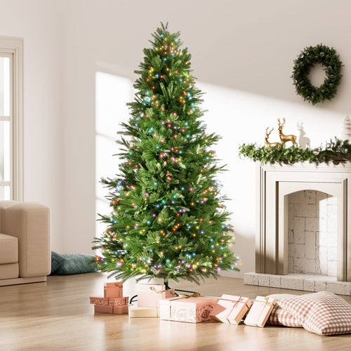 🌲 7.5ft Artificial Christmas Tree Prelit PE & PVC With Metal Stand, 550 LED Lights