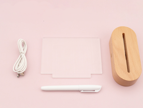 Wood Table Lamp with Message Board – Dimmable Night Light for Bedroom, Study Desk, and Home Decor