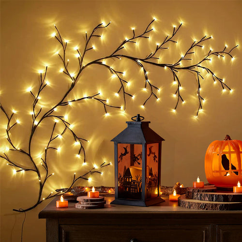 .  🪴 7.55 ft 144 LED USB Flexible Branch Wall Lights – Warm White Indoor Fairy Vine String Lights for Home Decor